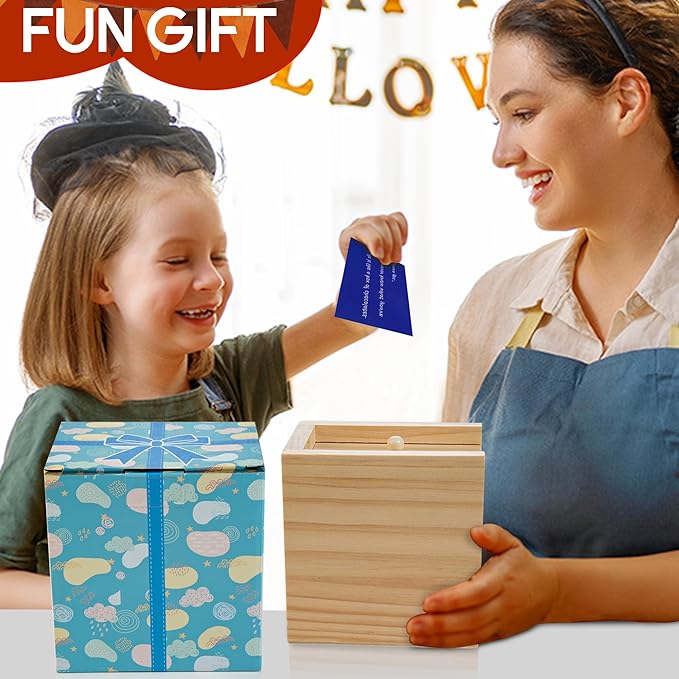 Large Spider Prank Box Gag Gift for Adults and Kids, Funny Wooden Box Spider Prank Toy, Halloween, Christmas, Birthday, or Anniversary Surprise Gift for Card Ring Chain Money, Practical Joke Toy