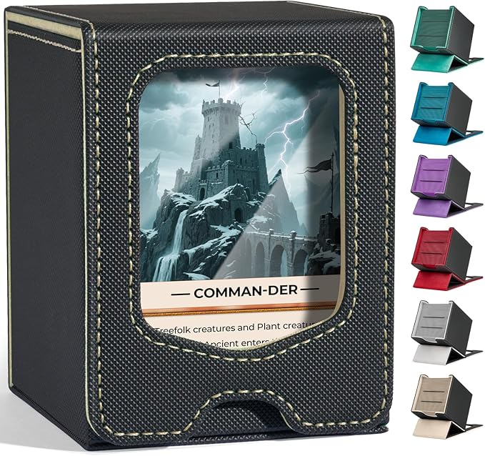 Fabmaker 4 Pack Deck Box Compatible with MTG Commander, (patent Pending) Magnetic Trading Card Storage Box with Comman-der, Fits 100 Double-Sleeved Cards, Card Box Compatible with Magic the Gathering