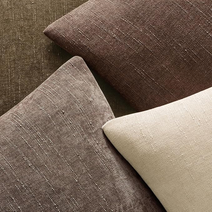 MIULEE 12x20 Inch Lumbar Textured Chenille Pillow Covers Chocolate Brown | Pack of 2 Decorative Soft Throw Pillows, Solid Textured Cushion Covers, Modern Home Decor for Couch Sofa Bedroom Living Room