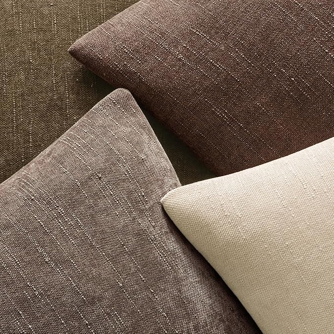 MIULEE 24x24 Inch Euro Textured Chenille Pillow Covers Chocolate Brown | Pack of 2 Decorative Soft Throw Pillows,Solid Textured Cushion Covers,Modern Home Decor for Bed Couch Sofa Bedroom Livingroom