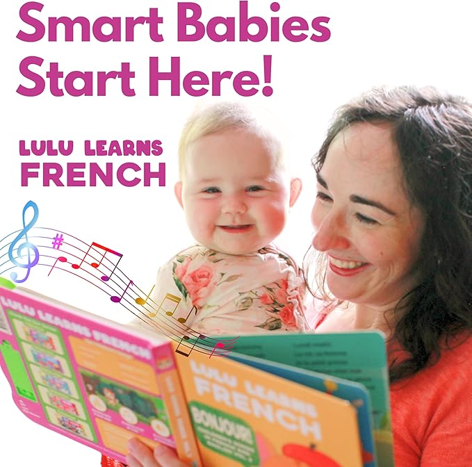 French Books for Kids Vol. 2: Musical French Baby Book Learning Toys w/ English, Lulu Learns French, Bilingual Language Interactive Toy for Toddlers, Babies, Boys, Girls & Children