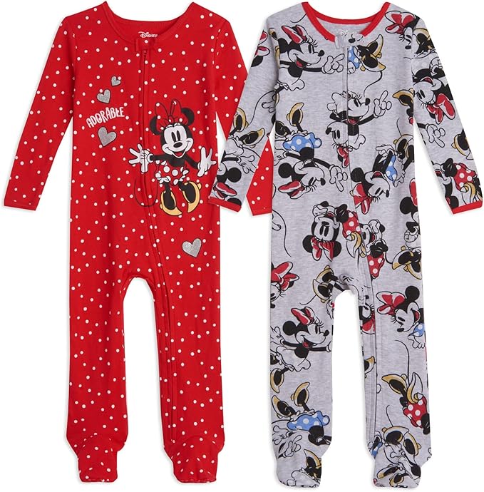 Disney Baby Girls 2 Pack Zip Up Sleep N' Plays Newborn to Infant Sizes (Newborn - 24 Months)