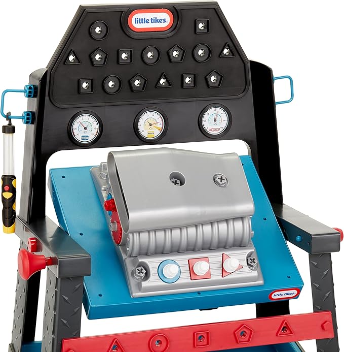 Little Tikes 2-in-1 Buildin' to Learn Motor/Wood Shop Auto and Wood Workshop with 50+ Realistic Accessories Kids 3+