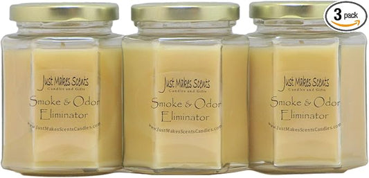 3 Pack - Smoke and Odor Eliminator Candle - Odor Eliminating Scented Candles for Home - Neutralizes Cigarette, Food, and Pet Smells | Natural Soy Wax Candle, Hand Poured in The USA