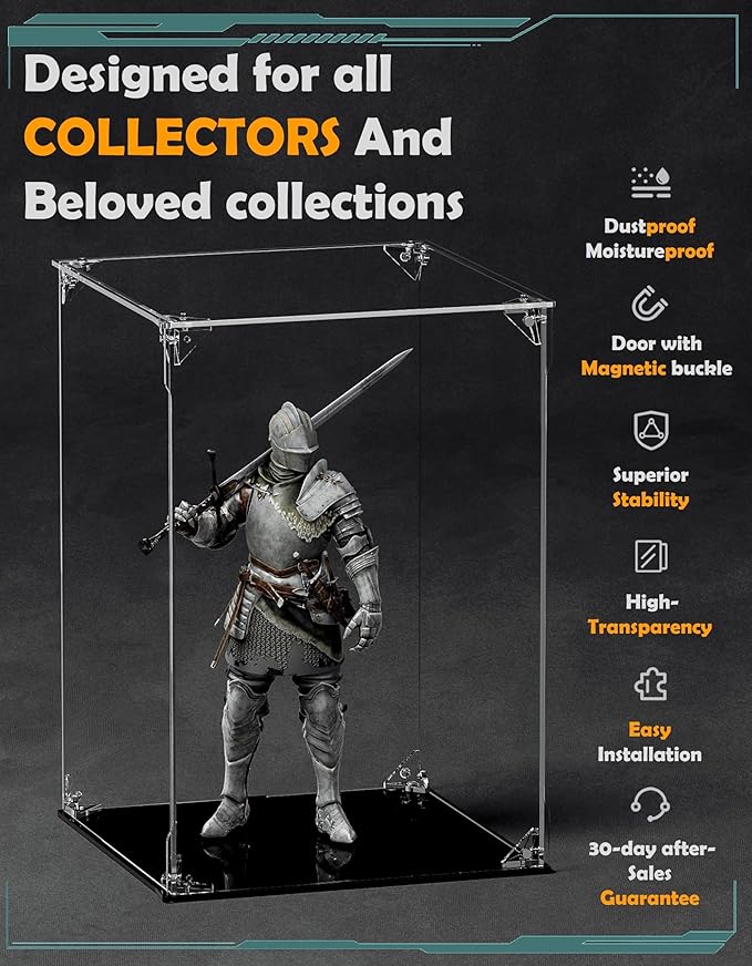 Clear Acrylic Display Case, Front-Open Door with Magnetic Buckle, Assemble Display Box, Dustproof Protection Showcase for Figures, Collections, Models, Toys (6x6x10 inch, 15x15x25 cm)