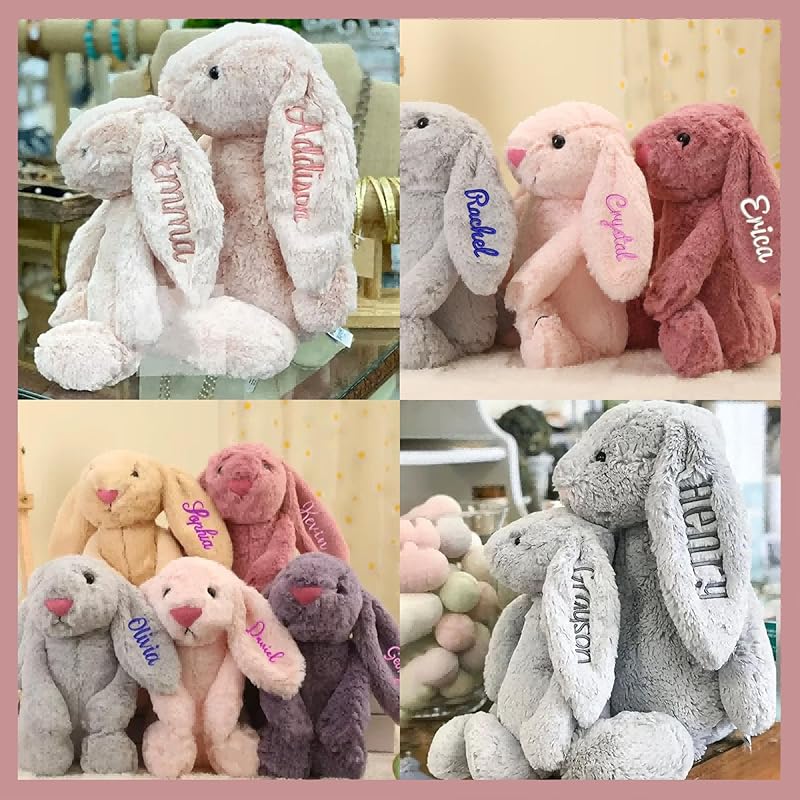 Personalized Easter Bunny Custom Bunny Stuffed Animals With Child's Name Handmade Custom Plush Rabbit Toy for Girls Boys kids