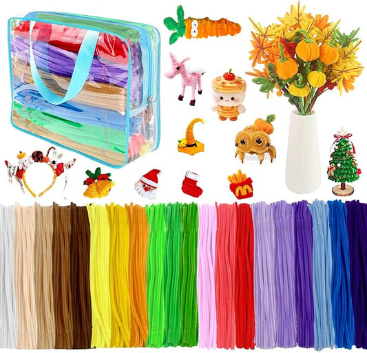 1000 Pcs Halloween Pipe Cleaners Craft-20 Assorted Colors Pipe Cleaners Bulk, Chenille Stems Art Supplies for Projects Creative DIY Room Decor, Art&Craft Christmas DIY Projects