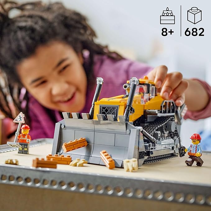 LEGO City Yellow Bulldozer Toy, Gift for Birthday, Building Blocks for Boys and Girls, Ages 8, 9, 10, Elementary School Students, City Building, Vehicles, Cars, Mini Cars, for Mom and Dad, 60466