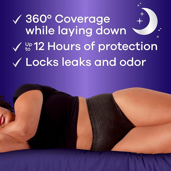 Always Discreet Night, Reimagined Adult Diapers for Women, Extended Overnight Absorbency Incontinence and Postpartum Underwear Size XL/XXL, 360 Degree Coverage While Laying Down, 48 Count