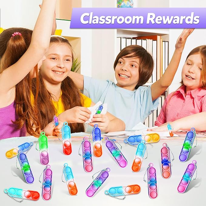 260 PCS Pop Keychain Bulk Party Favors,Fidget Toys for Kids Bulk Mini Pop Keychain Sensory Toys Stocking Pinata Stuffers Birthday Classroom Prizes Toddler Fidget Pack Stress Relief Toys