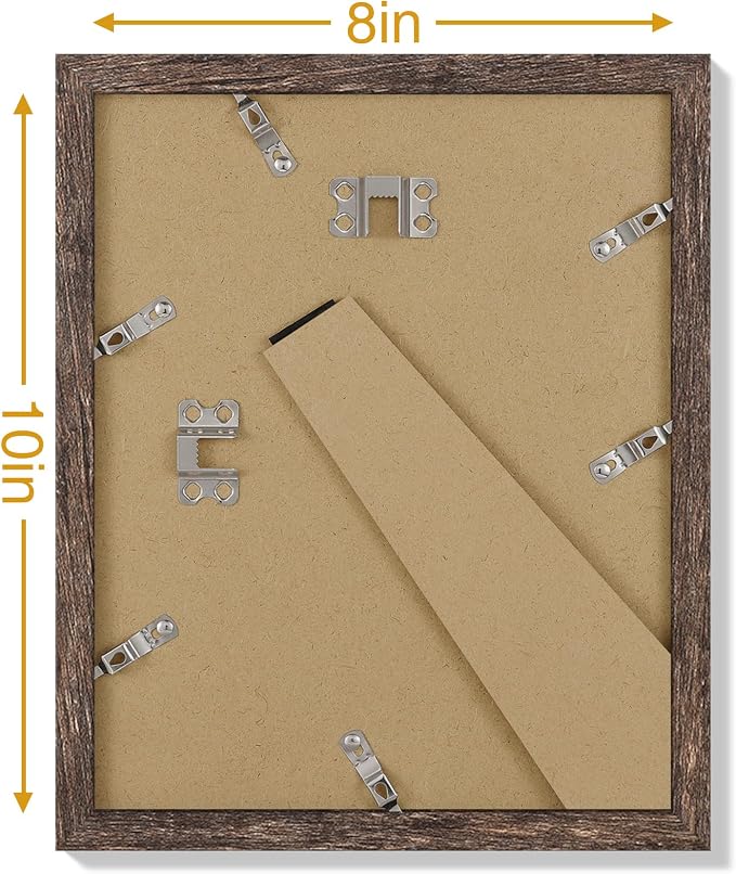 Vittanly 8x10 Picture Frames Set of 9, Wall & Tabletop, Distressed Walnut | Display Pictures 5x7 with Mat or 8x10 without Mat, Small Photo Frames, Engineered Wood with Shatter Resistant Plexiglass