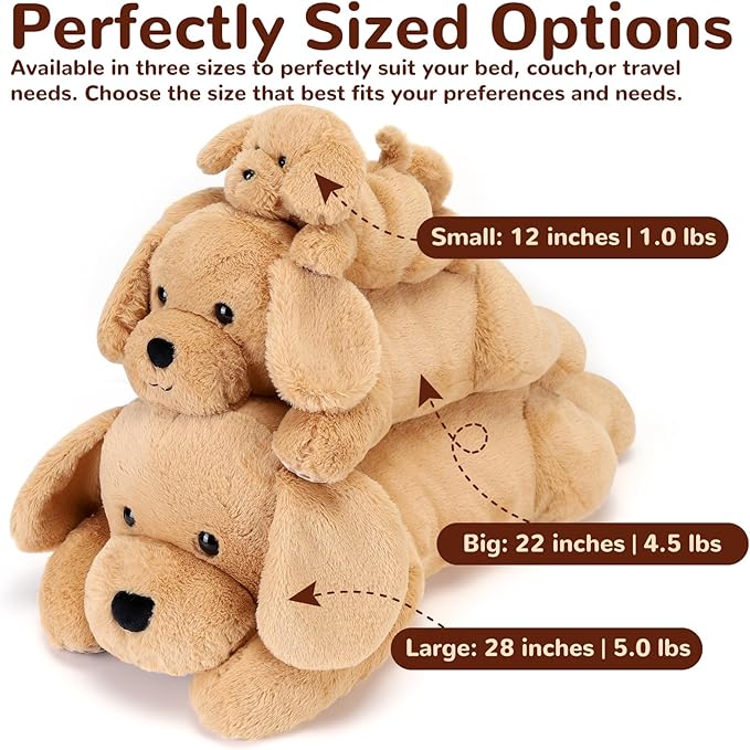 Yellow Lab Weighted Stuffed Animals - 28 Inch 5.0 Pounds Weighted Plushies Labradoodle Stuffed Animal - Large Dog Plush Pillow - Cute Plush Toy Gifts for Kids & Adults (28" 5.0 lbs)
