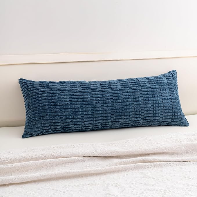 Aegero Corduroy Decorative Throw Pillow Covers 14x36 Inch Soft Striped Pillow Covers Modern Farmhouse Home Decor for Sofa Living Room Couch Bed（Teal）