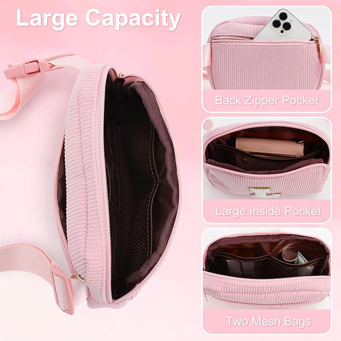 YOOLIFE Sister Birthday Gifts, Gifts for Kids Teen Girls Initial Crossbody Sling Bag Fanny Packs Belt Bag for Women Girls Teen Girl Stuff Pink Fanny Packs Best Friend Birthday Gift for Kids (Pink O)