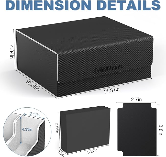 Mlikero Card Deck Case for Trading Cards 1800+, Trading Card Storage Box Fits Toploader and Magnetic Card Holder, Leather Magnetic Closure Deck Box Fit for MTG, TCG