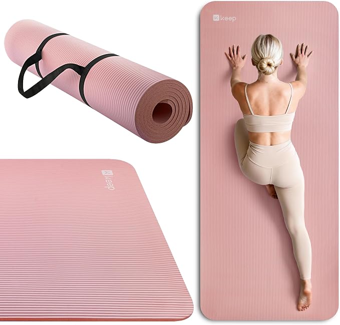 KEEP Extra Thick NBR Yoga Mat for Women & Men, 10mm Thick, 72”x32” Large Exercise Mat with Non-Slip Workout Mat for Yoga, Pilates, Stretching, Meditation – Wide & Cushioned Fitness Mat