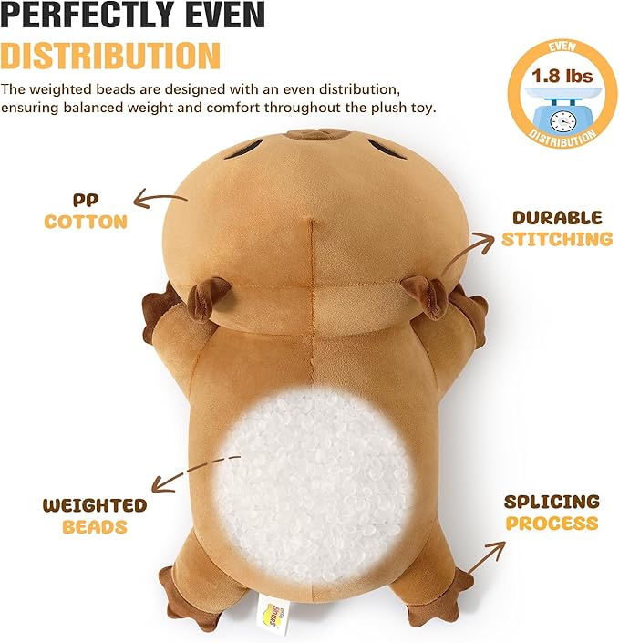 Onsoyours Original 13.8"|1.8 Pound Weighted Stuffed Animals, Cute Weighted Positive Capybara Plush Pillow Toy Soft Weighted Capybara Plushies Gift for Kids Adults