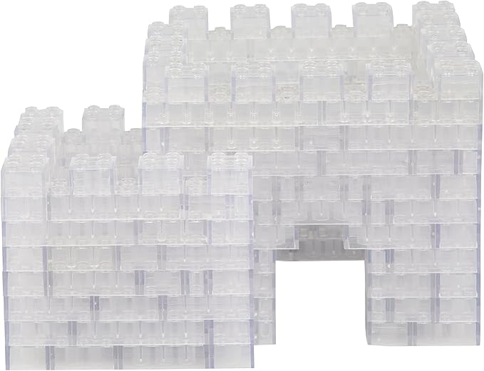 SCS Direct Building Block Bricks - 1000 Pc Bulk Set of Unique Clear Color with 54 Roof Pieces - Great for Activity Tables, Creativity & School Projects