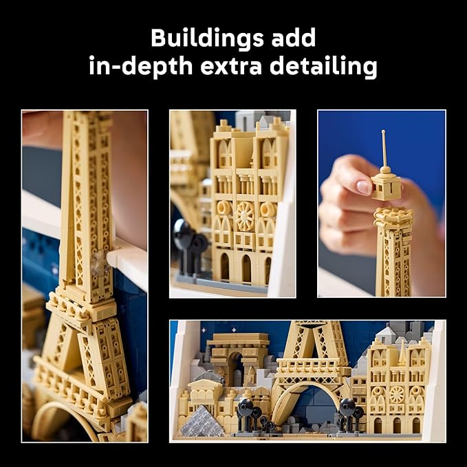 LEGO Architecture Paris – City of Love Building Set for Adults - DIY Office or Bedroom Decor for Women & Men, Ages 18+ - Buildable Frame to Hang or Stand for Display - Gift Idea for Birthdays - 21064