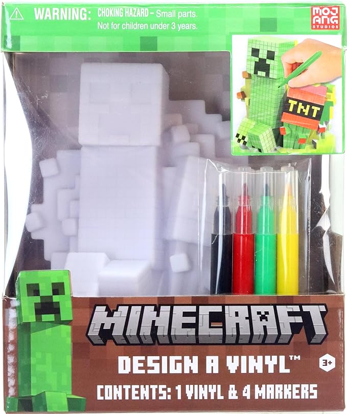 Tara Toys Minecraft Design A Vinyl™ Toy Figure with Washable Markers, 5-Pieces, 3 Years and Up