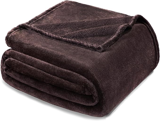 Exclusivo Mezcla Soft Fleece Blanket Twin Size for Bed, Coffee | 60x80 Inches, Double-Sided Brushed Flannel, Lightweight Plush Cozy Blanket for Home Decor, All Season, Machine Washable