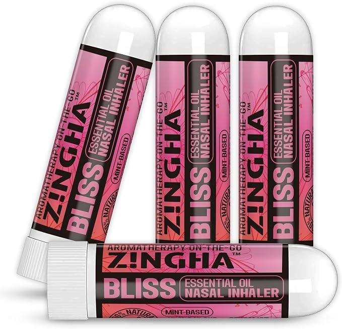 Z!NGHA Natural Aromatherapy Nasal Stick Boost Focus & Enhance Breathing | Portable Sinus Relief & Relaxation Nasal Inhaler Stick | Essential Oil Blend for Stress and Congestion (Bliss)