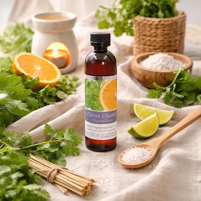 Hosley Set of 2 Citrus Cilantro Fragrance Warming Oils 5 Ounce Ideal Gift for Weddings Spa Reiki Meditation Bathroom Settings P1