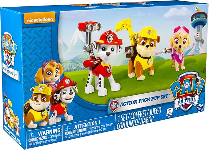 Paw Patrol Action Pack Pups 3pk Figure Set Marshall, Skye, Rubble