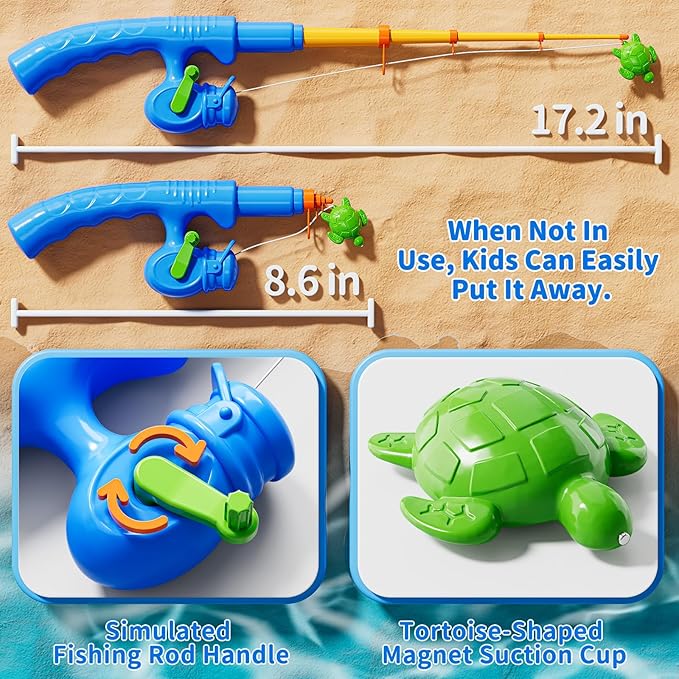 Magnet Fishing Game for Kids 3-5 4-8 - Fish Toys for Kids 3-5, Bathtub Floating Toy Fishing Pole, Water Table Pool with Rod Net, Bath Outdoor Gifts for Toddlers Baby Age 3 4 5 6 7 8 Year Old