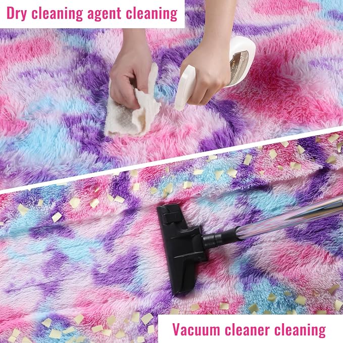 PAGISOFE Ultra Soft Runner Rugs for Hallway 2x6 Ft, Fluffy Cute Colorful Pastel Princess Carpet for Girls Bedroom Teens Nursery, Rainbow Purple Rugs for Room Decor Aesthetic, Hot Pink Purple Decor
