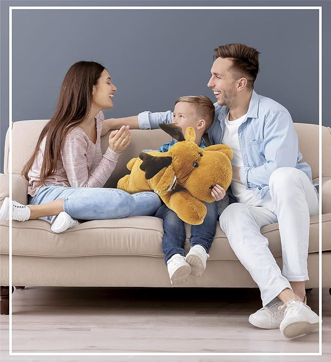 DolliBu Plush Moose Stuffed Animal Pillow Size - Super Soft Animal for Kids, Cozy Nap Buddy, Floor Pillow for Kids and Toddlers, Jumbo Hugging Plush - 30 Inch