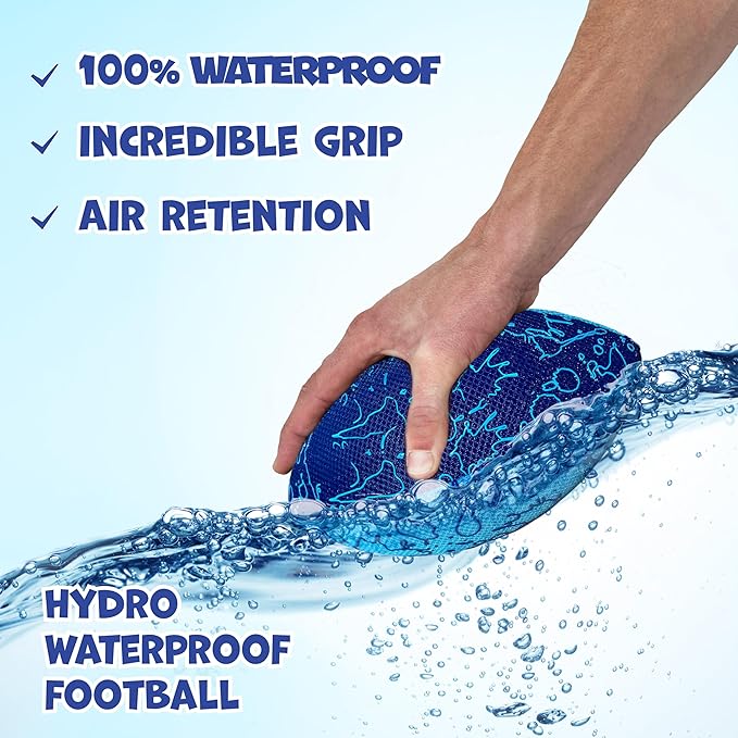 BAMMAX Waterproof Football for Pool, Beach, Outdoor and Indoor Play - 6.5 inch Size, Durable & Double Laced, Perfect for Beach Accessories, Kids Games, Pool Toys for Kids 3+ Years, All-Weather Games.