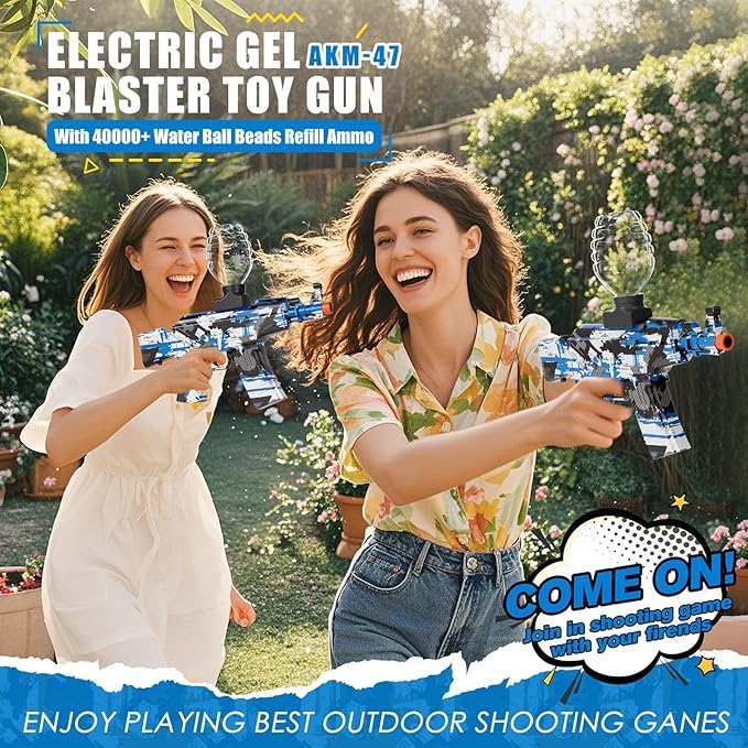 Halloween Gel Ball Blaster Gun Blue, Electric Orby Ball Gun with Top-Loading Design, Long Range Auto Shooting Splat Gun for Outdoor Team Games & Backyard Fun, Ages 14+