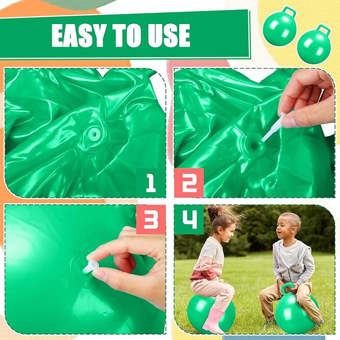 Kids Bouncy Hopper Ball with Handle Jumping Hopping Exercise Balls for Toddlers Boys Girls Indoor Outdoors Sports School Games Exercise Gifts(18 Inch,Green)