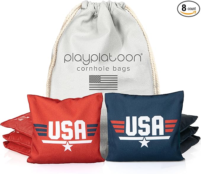 Professional Cornhole Bags - Set of 8 Regulation All Weather Double Sided - Sticky Side/Slick Side Bean Bags for Pro Corn Hole Game