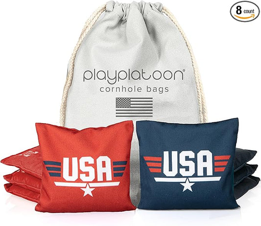 Professional Cornhole Bags - Set of 8 Regulation All Weather Double Sided - Sticky Side/Slick Side Bean Bags for Pro Corn Hole Game