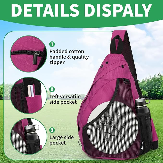 MOYAQI Disc Golf Bag with Retriever Holder and Storage Pockets, Disc Golf Backpack with 8-10 Disc Capacity, Padded Adjustable Strap and Back Panel, Lightweight and Durable