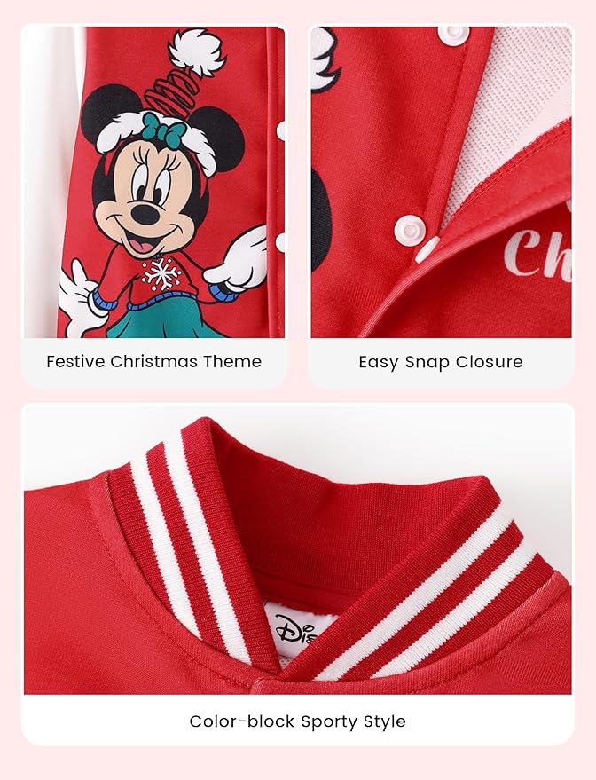 Disney Minnie Mickey Stitch Princess Frozen Marvel Jacket Lightweight Coat Button up Color Block Sweatshirt Sizes 2-14 Years