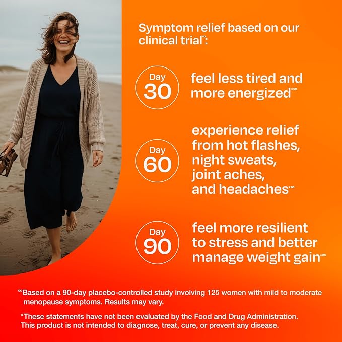 Amberen Menopause Supplement for Women, Clinically Proven, Helps Support Hormone Balance, Helps Relieve 12 Menopause Symptoms: Hot Flashes, Night Sweats, Mood Swings and More, 30 Days Supply