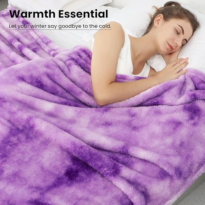 Purple Throw Blanket, Soft Plush Flannel Fleece Blanket for Couch Sofa Bed, Cozy Warm Decorative Blanket for Bed Home Decor, Luxury Soft Throw, Birthday Gifts for Women