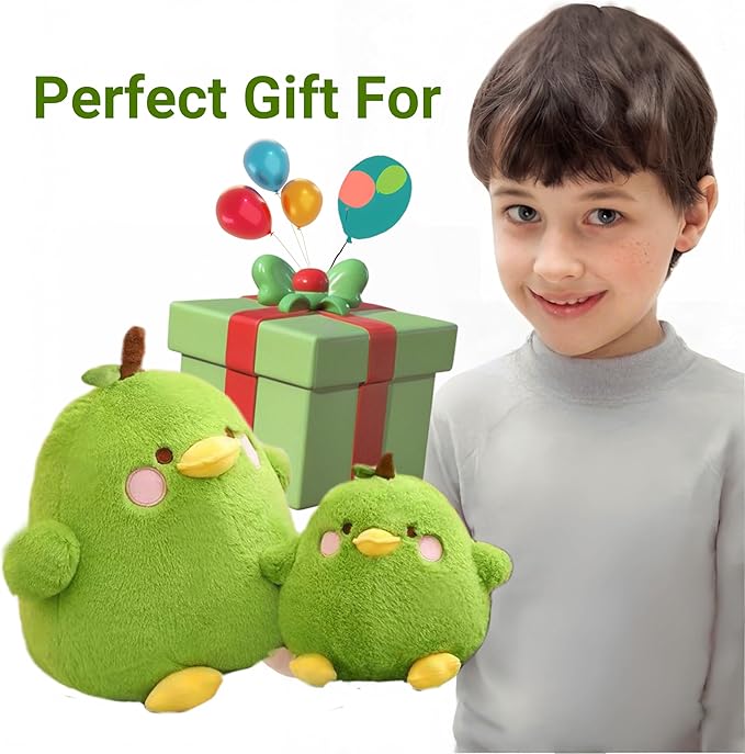 Cute Fruit Pear Duck Stuffed Animal Plush Toy Pillow - Girls and Boys Birthday Gift - 7.8" (Green 7.8)
