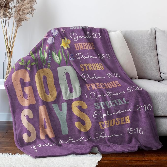 Gifts for Women - Christian Inspirational Floral Blanket | Religious Birthday Gift for Women, Blanket for Mom Daughter Sister Friend Girl, Baptism Confirmation Spiritual Gift for Her