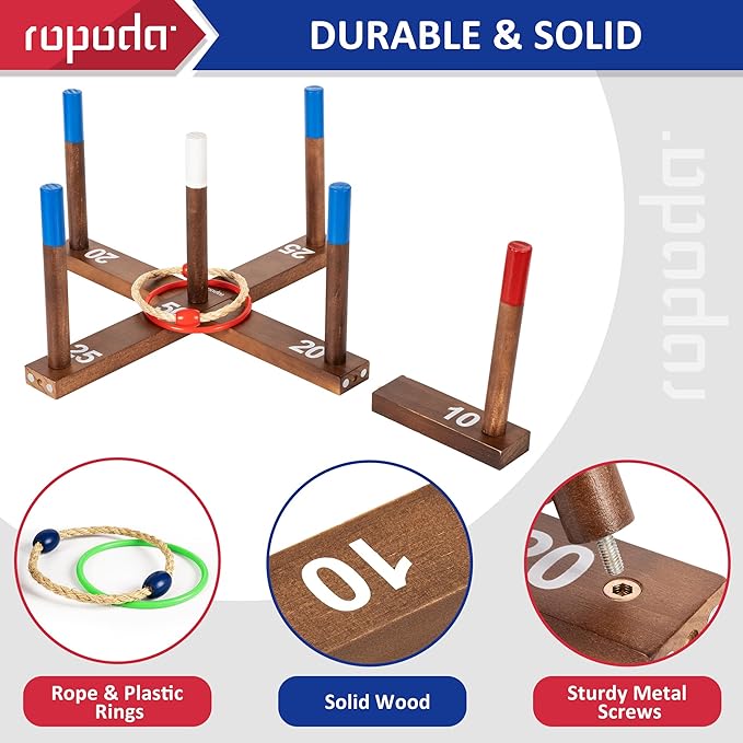 ropoda Ring Toss Game Extra Large 28" Yard Game for Kids and Adults with Stable Magnet Connection, Include 26 Easy-Throw Rings, Carry Bag, Scoreboard, Easy Set Up Outdoor Games for Adults and Family