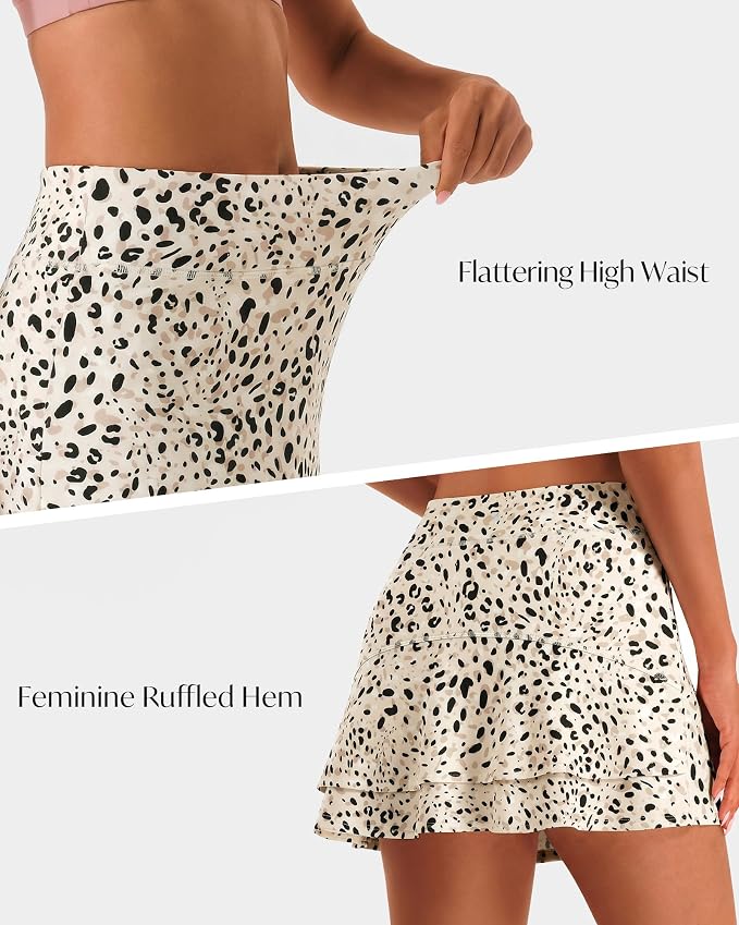 Stelle Tennis Skirts for Women Ruffle Athletic Golf Skorts with Pocket | High Waisted, Tummy Control, Built in Shorts, Athletic Skirt, Golf Skirt, Soft, Breathable, Workout, Pickleball