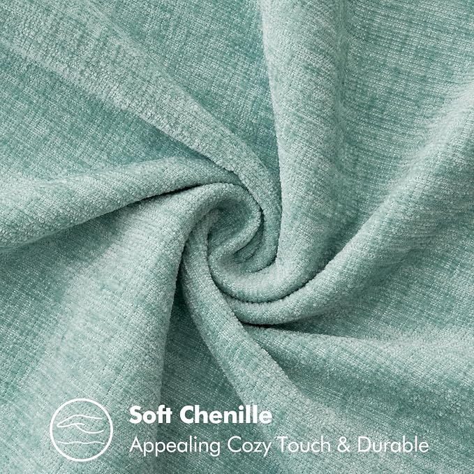 MIULEE Decorative Couch Throw Pillow Covers 20x20 Inch Coastal Light Blue | 2 Pack, Farmhouse Pillow Covers with Stitched Edge, Soft Chenille Cushion Cases, for Sofa Bed Living Room Home Decor