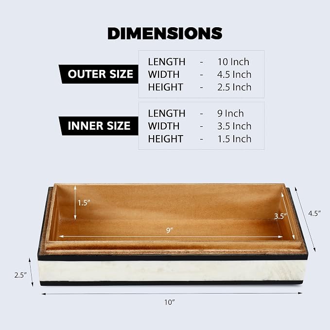 Handicrafts Home Decorative Storage Box with Lid – Black White Modern Keepsake Box, Coffee Table Storage Organizer, Decorative Box for Remotes, Desk & Console Decor – Mono Court 10 x 4.5 x 2.5