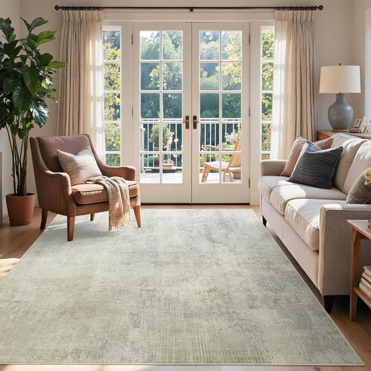 4x6 Ft Area Rugs for Living Room, Soft Non-Slip Washable Rugs Modern Abstract Pattern Carpet for Bedroom Indoor Floor Nursery Home Decor (Beige)