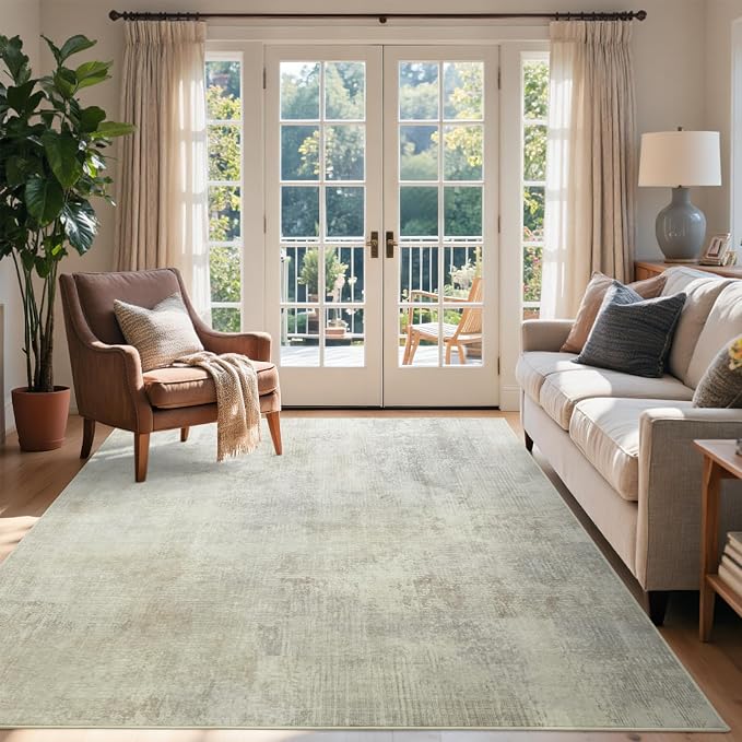 5x7 Ft Area Rugs for Living Room, Soft Non-Slip Washable Rugs Modern Abstract Pattern Carpet for Bedroom Indoor Floor Nursery Home Decor (Beige)