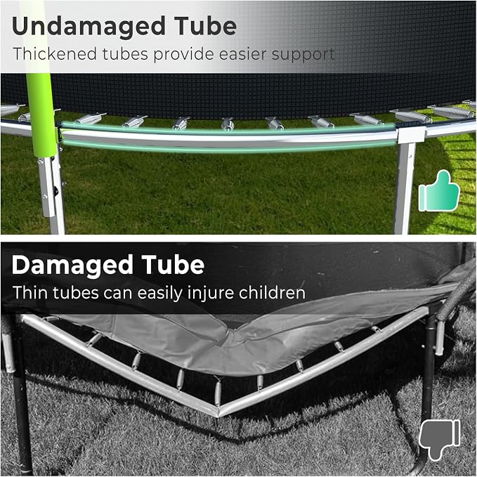 Lyromix Upgraded 16FT 15FT 14FT 12FT 10FT 8FT Trampoline Outdoor with Basketball Hoop and Net, Capacity for 4-6 Kids and Adults