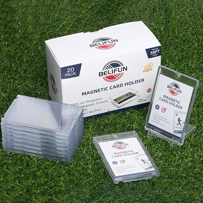 20-Pack One Touch Magnetic Card-Holders - 35PT Trading Card Holders, UV Protection Clear Acrylic Card Cases, Card Protector for Game, Baseball Sports Cards, Fit for Standard Cards Storage and Display
